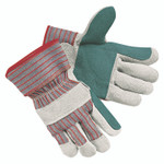 MCR Safety Men's Economy Leather Palm Gloves, White/Red, Large, 12 Pairs View Product Image