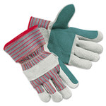 MCR Safety Men's Economy Leather Palm Gloves, White/Red, Large, 12 Pairs (MPG1211J) View Product Image