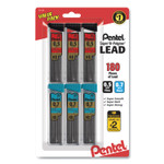 Pentel Super Hi-Polymer Lead Refill Value Pack, 0.5 mm; 0.7 mm, HB, Black, 30/Tube, 6 Tubes/Pack View Product Image