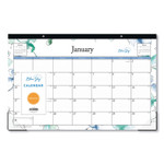 Blue Sky Lindley Desk Pad, Floral Artwork, 17 x 11, White/Blue/Green Sheets, Black Binding, Clear Corners, 12-Month (Jan-Dec): 2024 View Product Image