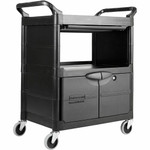 Rubbermaid Commercial Service Utility Cart - Round Handle - 300 lb Load Capacity - 4 Casters - Plastic, Metal - 33.63" Length x 18.63" Width x 37.75" Height Product Image 