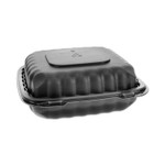 Pactiv Evergreen EarthChoice SmartLock Microwavable MFPP Hinged Lid Container, 8.31 x 8.35 x 3.1, Black, Plastic, 200/Carton (PCTYCNB08010000) View Product Image