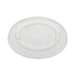 Pactiv Evergreen EarthChoice Strawless RPET Lid, Flat Lid, Fits 9 oz to 20 oz "A" Cups, Clear 1,020/Carton (PCTYLP20CNH) View Product Image