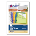 Avery Small Binder Pockets, Standard, 7-Hole Punched, Assorted, 9.25 x 5.5, 5/Pack (AVE75307) View Product Image