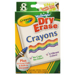 Crayola Washable Dry Erase Crayons w/E-Z Erase Cloth, Assorted Colors, 8/Pack View Product Image