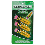 Ticonderoga Shaped Eraser, For Pencil Marks, Pencil Shaped, Small, Yellow/Green/Pink, 3/Pack View Product Image