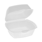 Pactiv Evergreen Foam Hinged Lid Container, Single Tab Lock, 5.13 x 5.13 x 2.5, White, 500/Carton (PCTYTH100790000) View Product Image