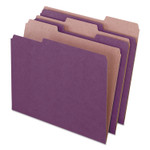 Pendaflex Earthwise by Pendaflex 100% Recycled Colored File Folders, 1/3-Cut Tabs: Assorted, Letter, 0.5" Expansion, Violet, 100/Box View Product Image