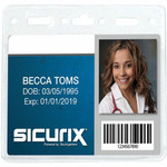 SICURIX Badge Holder - Horizontal - 4" Height x 3" Width - Vinyl - Clear - Sturdy, Transparent Design Product Image 