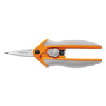 Fiskars Easy Action Micro-Tip Scissors, Pointed Tip, 5" Long, 1.75" Cut Length, Gray Straight Handle (FSK1905001001) View Product Image