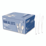 Perk Mediumweight Plastic Cutlery, Fork/Knife/Spoon, Plastic, White, 100/Pack View Product Image