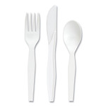 Perk Mediumweight Plastic Cutlery, Fork/Knife/Teaspoon, White, 100 Sets/Pack (PRK24390994) View Product Image