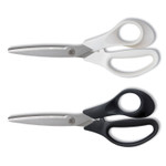 TRU RED Stainless Steel Scissors, 8" Long, 3.58" Cut Length, Assorted Straight Handles, 2/Pack (TUD24380494) View Product Image