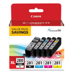Canon 2021C007 (CLI-281; PGI-280 XL) ChromaLife100+ Ink, Black XL/Black/Cyan/Magenta/Yellow, 5/Pack View Product Image