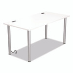 Union & Scale Essentials Writing Table-Desk with Integrated Power Management, 59.7" x 29.3" x 28.8", White/Aluminum View Product Image