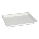 Pactiv Evergreen Supermarket Tray, #8S, 10.5 x 8.25 x 0.7, White, Foam, 500/Carton (PCT51P108S) View Product Image