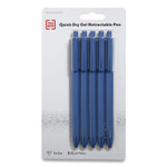 Quick Dry Gel Pen, Retractable, Medium 0.7 Mm, Blue Ink, Blue Barrel, 5/pack View Product Image