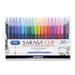 Zebra Sarasa Clip Gel Pen, Retractable, Fine 0.5 mm, Assorted Ink and Barrel Colors, 20/Pack (ZEB47220) View Product Image