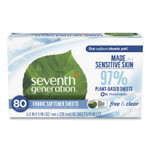 Seventh Generation Natural Fabric Softener Sheets, Unscented, 80 Sheets/Box, 4/Carton View Product Image