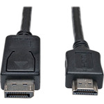 Tripp Lite series DisplayPort to HD Cable Adapter - 3 ft DisplayPort/HDMI A/V Cable for Monitor, TV, Audio/Video Device - First End: 1 x DisplayPort Digital Audio/Video - Male - Second End: 1 x HDMI Digital Audio/Video - Male Product Image 