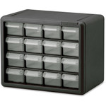 Akro-Mils 16-Drawer Plastic Storage Cabinet - 16 Drawer(s) - 8.50" Height x 6.40" Width x 10.50" Length - Floor - Stackable, Finger Grip, Unbreakable - Black Product Image 
