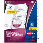 Avery Ready Index 10-tab Custom TOC Dividers - 60 x Divider(s) - 1-10, Table of Contents - 10 Tab(s)/Set - 8.5" Divider Width x 11" Divider Length - 3 Hole Punched Product Image 