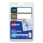 Avery Flexible Self-Adhesive Mini Name Badge Labels, 1 x 3.75, Hello, Assorted, 100/Pack (AVE5154) View Product Image