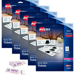 Avery Blank Tickets with Tear-Away Stubs - 1 3/4" Width x 5 1/2" Length - Laser, Inkjet - Matte White - 20 / Sheet - 200/Pack Product Image 
