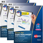 Avery Secure Top Sheet Protectors - For Letter 8 1/2" x 11" Sheet - 3 x Holes - Ring Binder - Top Loading - Clear - (AVE76000BD) Product Image 