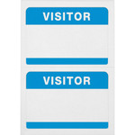 Advantus Self-Adhesive Visitor Badges - Visitor - 2 1/4" Height x 3 1/2" Width - Removable Adhesive - Rectangle - White, Blue Product Image 