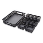 Advantus Plastic Weave Bin, Desk Organization Set, 13.8" x 10.1" x 4.68", Black, 5/Pack (AVT37530) View Product Image