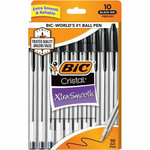 BIC Cristal Ballpoint Stick Pens - Medium Pen Point - Black Ink - Clear Barrel Product Image 