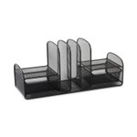 Safco Onyx Mesh Desk Organizer, Three Sections/Two Baskets, Steel Mesh, 17 x 6.75 x 7.75, Black (SAF3263BL) View Product Image