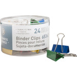 Business Source Binder Clips, Medium 1-1/4"W, 5/8" Capacity, 24/PK, Assorted (BSN65362) View Product Image