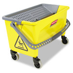 Rubbermaid Commercial HYGEN HYGEN Press Wring Bucket for Microfiber Flat Mops, 43 qt, Yellow (RCPQ90088YW) View Product Image