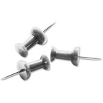 Business Source Pushpins, 3/8" Point, 1/2"x1/4" Head, 100/BX, Aluminum (BSN81008) View Product Image