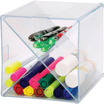 Business Source X-Cube Storage Organizer - 4 Compartment(s) - 6" Height x 6" Width x 6" Depth - Desktop - Clear Product Image 