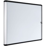 MasterVision Swing Door Enclosed Dry-Erase Board - 39" (3.3 ft) Width x 48" (4 ft) Height - White Porcelain Steel Surface - Aluminum Frame - Rectangle - Magnetic Product Image 