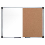 MasterVision Maya Series Dry-Erase Combo Board - 0.50" Board Height x 36" Board Width x 48" Board Depth - Natural Cork, Melamine Surface - Self-healing, Resilient, Easy to Clean, Dry Erase Surface, Durable - Silver Aluminum Frame - 1 Each Product Image 