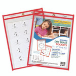 C-Line Reusable Dry Erase Pockets, 9 x 12, Neon Red, 30/Pack View Product Image