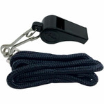 Champion Sports Plastic Whistle/Bulk Lanyard Pack - Black, Silver - Metal, Nylon, Plastic Product Image 