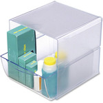 Deflecto Stackable Cube Organizer - 1 Drawer(s) - 6" Height x 6" Width x 7.20" Depth - Stackable, Removable Drawer, Removable Divider, Sturdy - Clear - Plastic Product Image 
