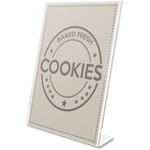 Deflecto Anti-Glare Slanted Sign Holder - Portrait - 11" Height x 8.5" Width x 2.5" Depth - Acrylic - Clear - Anti-glare, Scratch Resistant, Durable, Heavy Duty, Double-sided Product Image 