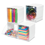 deflecto Tilt Bin Interlocking 4-Bin Organizer, Plastic, 4.63 x 4.88 x 5.5, White/Clear View Product Image