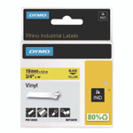 DYMO Rhino Permanent Vinyl Industrial Label Tape, 0.75" x 18 ft, Yellow/Black Print View Product Image