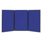 Quartet Show-It! Three-Panel Display System, 72" x 36", Blue/Gray Surface, Black PVC Frame View Product Image