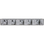 Genuine Joe Cleaning Tool Wall Organizer Rack - 5 x Broom - 3.75" Height x 16.50" Width x 2.75" Depth - Handle, Hanging Hook, Sturdy - Gray - ABS Plastic Product Image 