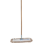 Genuine Joe Dust Mop Complete Combo - 24" Width Cotton Head - 60" Length x 0.94" Diameter Wood Handle - Swivel Head, Lightweight, Chrome Plated, Absorbent, Rust Resistant, Reinforced, Refillable Product Image 