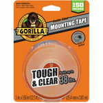 Gorilla Tough & Clear Mounting Tape - 12.50 ft Length x 1" Width - Clear Product Image 