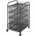 Safco Onyx Double Mesh Mobile File Cart - 2 Shelf - 4 Drawer - 4 Casters - 1.50" Caster Size - 15.75" Width x 17" Depth x 27" Height Product Image 